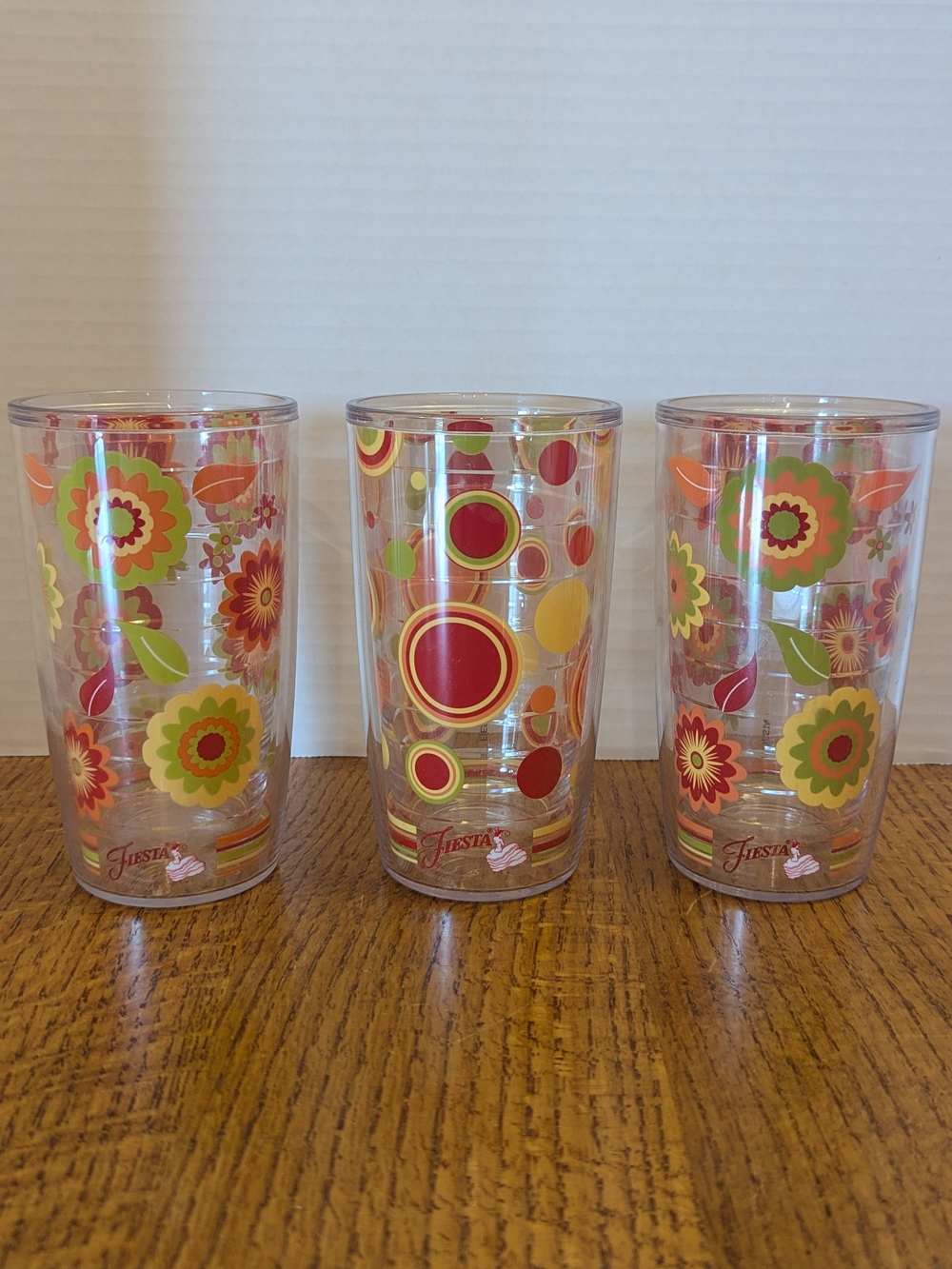 Tervis │ Fiesta  │Flowers & Dots │ 16 oz  Double Walled Tumbler │Set of 3 │USA